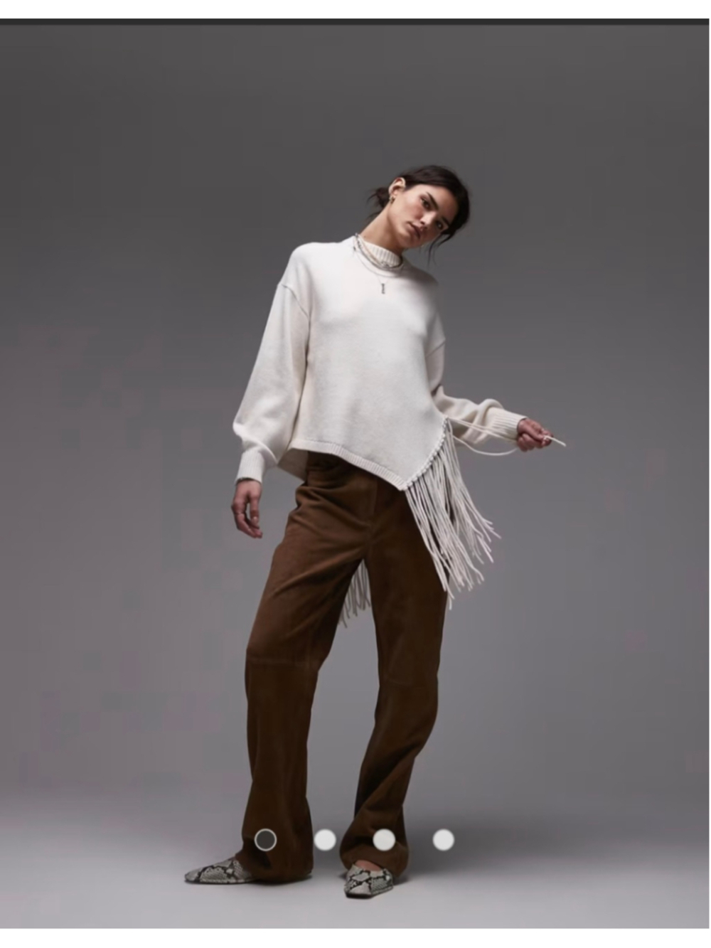 Women's & Other Stories Beige Asymmetric Fringe Sweater Size S